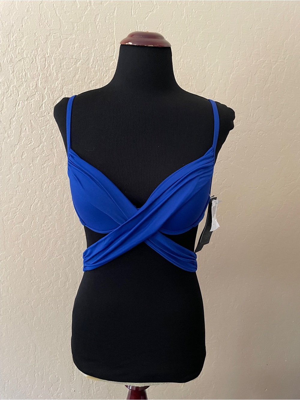 La Blanca Cobalt Blue Wrap-Front Bikini Top